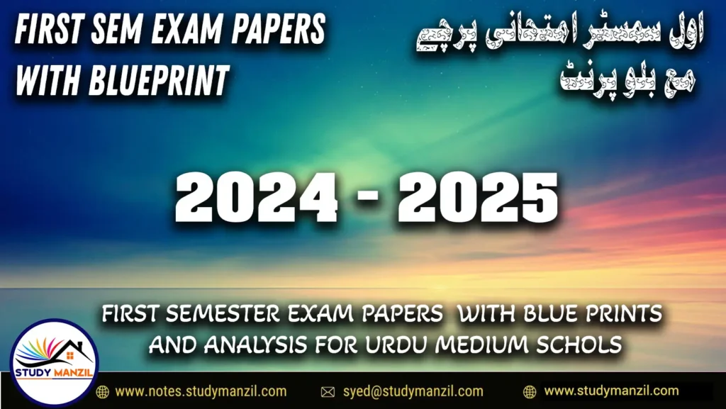 Urdu Medium S.A-1 Exam Papers 2024-25 | مجموعی قدرپیمائی-1 سوالیاتی پرچے